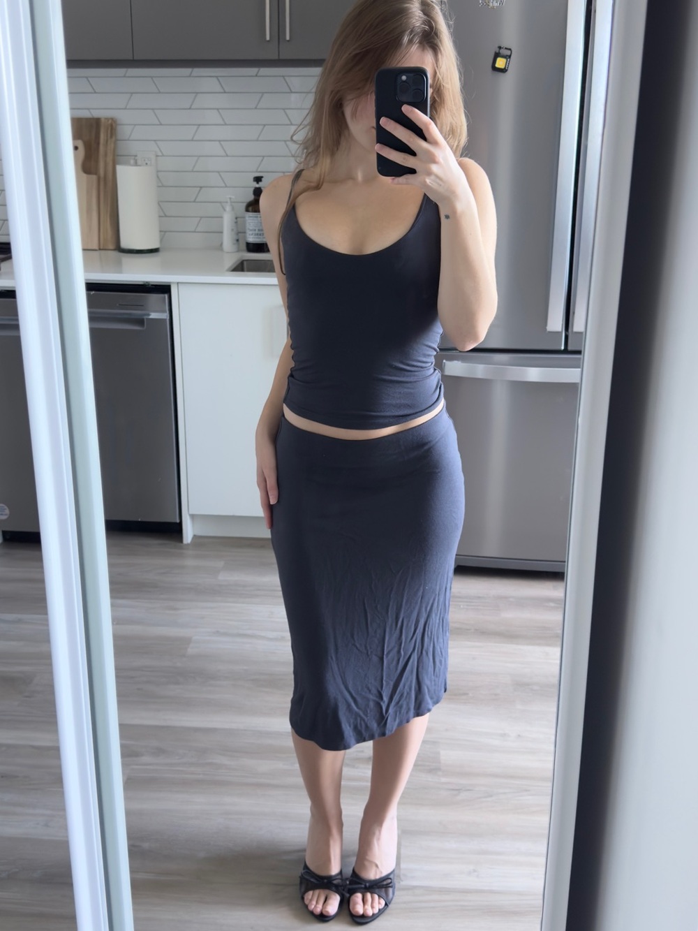 Smart set skims midi skirt and top